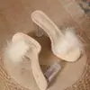 Tacones Transparentes Sentido del Diseño Nicho Una Correa Elegante Socialité Pantuflas de Piel Mujer 2026 Nuevo Estilo Uso Exterior Verano