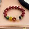 Pulsera de Cuentas de Cinabrio Transferencia Dios de la Riqueza Quíntuple Arena Dorada Púrpura Pulsera Año de la Serpiente Pulsera de Ágata Natural Regalo