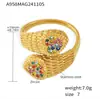 Anillo Decorativo Ajustable Rice Duoduo de Acero Inoxidable con Diseño de Serpiente Doble Corazón Incrustado a Mano con Circonitas de Colores Electrochapado PVD