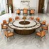 Beijiang Nuevo Hotel Chinoiserie Mesa de Comedor Mesa Redonda Grande Giratoria Eléctrica 20 Personas Mesa Redonda Sobredimensionada Madera Maciza Pizarra Mesa y Sillas para Hot Pot