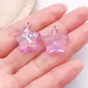 Accesorios Súper Lindos de Resina Morada de Dibujos Animados Joyería DIY Llavero Collar Pendientes Estrella de Cinco Puntas Corazón Arcoíris Colgante Pequeño