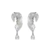 Aretes de Diamante con Forma de Pluma de Aleación para Mujer Joyería de Estilo Y2K Sexy de Lujo Accesible de Nicho para Mujer