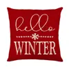 Funda de Almohada Transfronteriza Nueva con Atmósfera Navideña, Árbol de Navidad, Copos de Nieve, Camión y Decoración con Patrón en Inglés