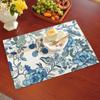 Ratinho Branco Decoração de Casa Tecido Floral Imitação Textura Linho Jogo Americano de Mesa Dupla Face Tapete de Mesa de Jantar