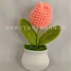 Venta al por mayor de fábrica transfronteriza tejido a mano de lana a ganchillo tulipán en maceta decoración del hogar terminada flor artificial