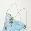 Vestido corto de tirantes de malla de seda con estampado de moda, explosiones de verano transfronterizas para mujeres europeas y americanas