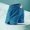 26 Verão Novo Shorts Esportivo Masculino de Seda de Gelo Secagem Rápida Solto Respirável Comprimento Três Quartos Bolso com Zíper na Cintura Traseira Fitness
