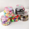 100 Piezas de Gomas Elásticas en Caja para Niños, Cuerdas para el Cabello Sin Costuras, Dulces Vasos de Almacenamiento, Cuerdas para el Cabello, Gomas para el Cabello Tejidas Sin Costuras