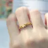 Nuevo Anillo de Corazón Chapado en Oro de Cobre Vietnamita, Anillo de Estilo Fresco Dulce de Moda y Único, Venta al por Mayor desde el Fabricante