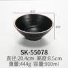 Taide A5 Melamina Círculo Flor Negro Tazón para Sopa de Fideos Tazón para Sopa de Fideos Picante y Ácida Imitación Porcelana Cuchara para Sopa Tienda de Fideos Especial Plástico Comercial