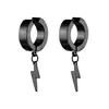 Pendientes pequeños de acero de titanio al por mayor accesorios creativos con colgante de rayo pendientes estilo hip hop sin perforación clip para la oreja en stock rápido pelo