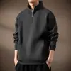 Sudadera Americana de Alto Nivel, Suave y Ceroso, Peso Pesado, Media Cremallera con Cuello Alto para Hombre en Otoño, Nueva, Holgada, Talla Grande, Camisa Polo Retro