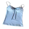 Camisola de Mujer con Escote en V y Ribete de Encaje Puro y Sexy Y2K Chica Caliente Lazo Adelgazante Top Interior