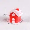 Villa de colores pastel, casa creativa de resina con escena de nieve, adorno de muñeco de nieve de Navidad, casa de estilo rojo, regalo hecho a mano