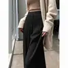 Pantalones de punto plisados de pierna ancha, fluidos, suaves y cómodos para mujer, perfectos para un look relajado y sin esfuerzo de otoño/invierno, con cintura alta y un diseño recto hasta el suelo