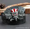 Cinturón de moda con hebilla de aleación de plata con calavera y flor hebilla de póker cinturón juvenil de moda una generación de pelo