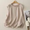 Nueva colección de verano 2026: Camisa ligera sin mangas para mujer, hecha de tela de lino, adecuada para figuras petite, mezcla de algodón y lino de alta gama, se puede usar como capa exterior o chaleco