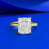 Mujing 2025 Nuevo Modelo Anillo de Plata S925 8*10mm Diamante Blanco Largo Corte Flor de Hielo Versátil para Viajes Diarios Estilo Transfronterizo Europeo y Americano