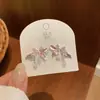 Brincos Borboleta Rosa Delicados com Gota de Óleo para Mulheres, Brincos com Franja de Strass Levemente Luxuosos, Brincos Doce de Fada de Nicho, Atacado de Fábrica