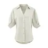 2693-2026 Primavera/Verano Nuevo Estilo Europeo y Americano Top Ceñidor de Cintura Adelgazante Camisa Sexy de Manga Corta Ajustada para Mujer