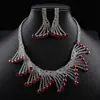 Moda Europea y Americana Pedrería Elegante de Moda de Gama Alta Completamente de Diamante Accesorios para Vestido de Pasarela Conjunto de Collar y Pendientes de Cristal