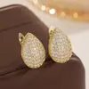 Productos Más Vendidos en Comercio Electrónico Transfronterizo: Pendientes Creativos Simples Europeos y Americanos con Circonita de Diamante Completo para Mujer, Pinzas para Orejas y Accesorios para Orejas Chapados en Cobre Dorado