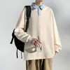 Roupas da moda masculinas e femininas para primavera e outono, caimento solto, marca da moda, cor sólida, moletom unissex estilo Hong Kong com zíper duplo em piquet de algodão com letras impressas