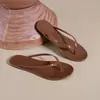 Chanclas de Cristal Planas para Mujer, Verano, Viajes al Aire Libre, Sandalias de Tira Simple con Suela Fina para la Playa, Comercio Exterior