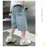 Shorts de Mezclilla Finos Bordados de Verano para Niños, Sueltos y Cómodos, de Cintura Alta, Elegantes, Versátiles para Niños a la Moda