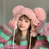 Sombrero de Oso con Orejas Grandes para Mujer, Estilo Coreano Otoño Invierno, Celebridad de Internet, Dulce Lindo, Felpa de Lana de Cordero, Sombrero con Protección para los Oídos, Suave para Chica