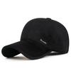 Gorra de béisbol de algodón con forro polar y letras sencillas para hombre mayor, cálida, para exteriores, a prueba de frío, para personas de mediana edad y mayores, resistente al viento y con protección auditiva.