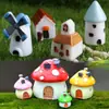 Casa de Moinho de Vento Musgo Micro Paisagem Pequenos Enfeites Decoração Suculenta Paisagismo Artesanato Criativo Casas de Cogumelo Castelo