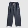Calças largas de trabalho para casal para primavera e outono, calças impermeáveis retas para atividades ao ar livre, calças casuais largas unisex com múltiplos bolsos