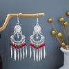 Pendientes con borlas de plata estilo étnico Miao, pendientes con borlas de turquesa bohemios, pendientes con atracciones turísticas de minorías étnicas