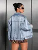 2026 Nuevo Estilo Chaqueta de Mezclilla Moda Callejera Americana Versátil Lentejuelas Uso Diario Chaqueta de Mezclilla para Mujer