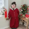 Conjunto de invierno para niñas con forro polar 2026, conjunto de dos piezas rojo de Año Nuevo para niños mayores, elegante y engrosado para el Año Nuevo