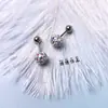 Acero de Titanio Recubierto Completamente de Diamante Mejorado Diamante que No se Cae 0.8 Pendientes de Aguja Fina Tornillos para Cartílago de la Oreja Moda Japonesa y Coreana Super Brillantes 6mm