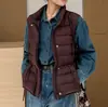 90 Plumas de Pato Branco Com Costelas Cordão na Cintura Colete Acolchoado Feminino 2026 Novo Estilo Colete Quente Gola Alta Jaqueta Casual Inverno