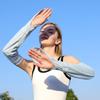 Mangas de Protección Solar para Mujer Ruiya, Guantes de Protección Solar de Seda Helada, Mangas de Protección Solar para Conducir en Verano con UPF50+