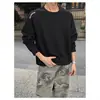 Moletom Americano Masculino Cleanfit Estéreo Alfaiataria Nova Coleção Primavera & Outono 2025 Pesado Desconstruído Solto Gola Redonda Camiseta