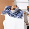 Bufanda de Seda de Dos Tonos con Patrón de Espiga de Doble Cara Estilo Francés para Mujer, Pañuelo Cuadrado de Alta Gama, Versátil para el Trabajo, Bufanda Decorativa para el Cuello, Bufanda para Mujer