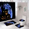 Fs5 Amazon Transfronterizo Serie de Halloween Juego de Cortina de Ducha Impresión Digital Impermeable Antimoho Juego de Cuatro Piezas Puede