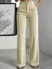 Transfronterizo 2026 Amazon Nuevos Pantalones Dorados de Terciopelo Rectos de Cintura Alta para Mujer Adelgazantes y que Cubren el Vientre