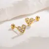 Nuevos Aretes de Corazón Incrustados con Diamantes, Aretes Versátiles y Únicos para Cartílago, Aretes de Corazón con Diseño de Nicho, Accesorios Amigables para Dormir que No Necesitan Quitarse