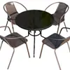 Juego de Mesa y Sillas de Exterior con Sombrilla para Ocio en el Patio, Adecuado para Cafeterías de Té al Aire Libre, Juego de Tres Piezas de Silla de Ratán para Balcón Exterior, Resistente al Agua y al Sol