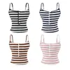 Camisola de Diseño de Nicho con Bloques de Color Rayados Estilo Francés para Mujer, Nuevo Verano 2026 Top Ajustado Favorecedor sin Espalda de Moda