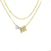 Amazon Diseño de Nicho Sentido Acero Inoxidable 26 Letras Incrustaciones de Diamante Amor Collar en Capas Letra Inicial Cadena Doble Clavícula