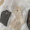 Nuevos Calcetines de Otoño con Botones de Corazón, Estilo Ballet, Puño de Burbuja, Encaje, Calcetines de Algodón hasta la Mitad de la Pantorrilla, Estilo Ins