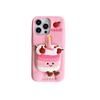 Estuche para teléfono Apple Pro Max con diseño de pastel de polvo de chica linda, soporte para iPhone 15, silicona explosiva de 14 pulgadas y 13 pulgadas