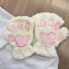 Guantes de Felpa de Garra de Oso Medio Dedo Guantes de Invierno para Estudiantes para Escribir con Dedos Expuestos de Lana Calientes de Medio Dedo Guantes de Garra de Gato de Comercio Exterior Transfronterizos